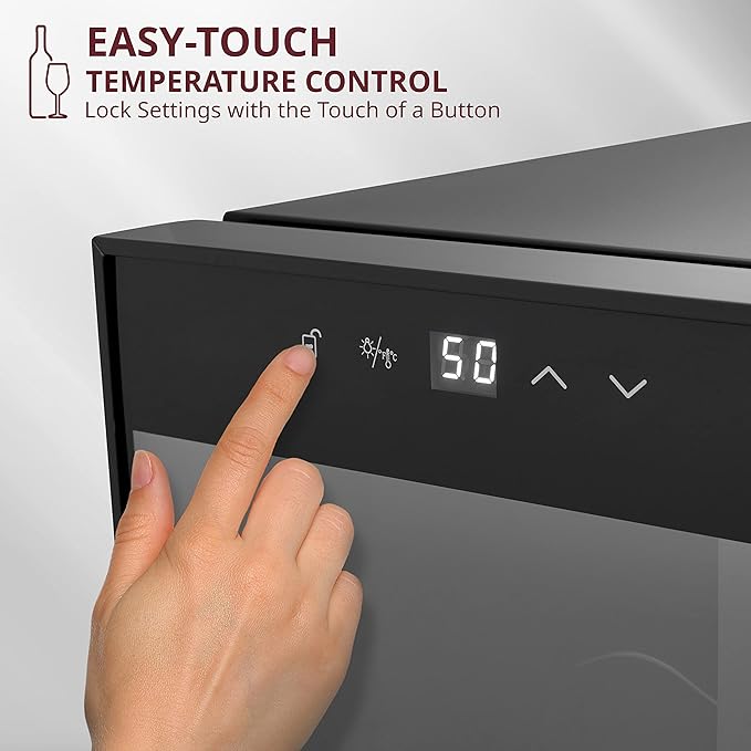 Schmécké 10 Bottle Red And White Wine Thermoelectric Wine Cooler/Chiller Counter Top Wine Cellar with Digital Temperature Display, Freestanding Refrigerator Smoked Glass Door Quiet Operation Fridge