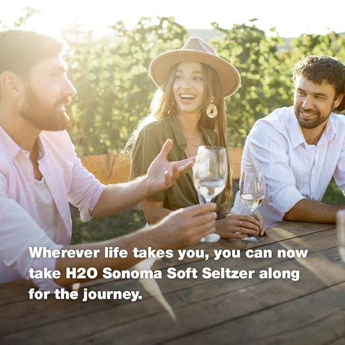 H2o (Excellent Acidity) W24– The Only NA with Science Research | California White Non Alcoholic Wine Infused Refreshment, 0.0% Alcohol, (Larger 1.5x size Sauvignon Blanc, Pack of 24-12 Fl oz)