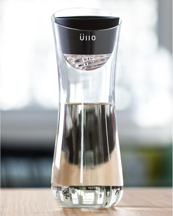 Ullo Wine Purifier with Hand-Blown Carafe and 6 Sulfite Filters – Removes Sulfites and Histamines