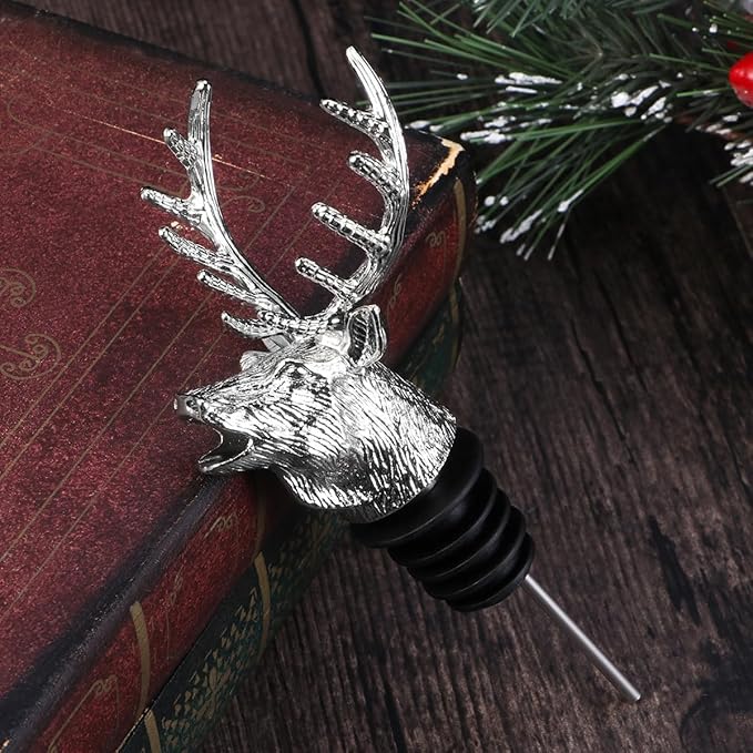 Amosfun Deer Head Wine Pourer Aerator with Silicone Neck – Drip-Free Pouring & Enhanced Aeration for Red Wine – for Bar, Party, Christmas Gift