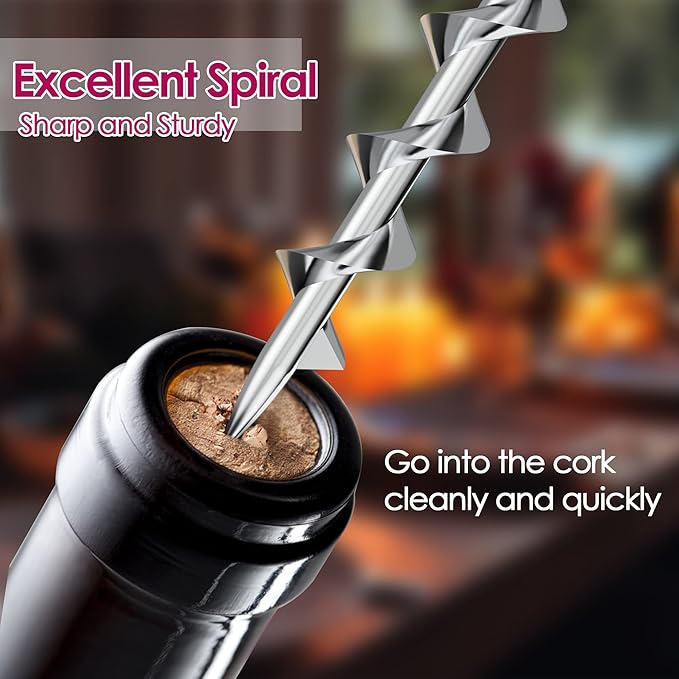 IPOW Wine Opener, Zinc Alloy Wine Bottle Opener, Wing Corkscrew Heavy Duty, Manual Multifunctional Cork Screw for Waiter, Black