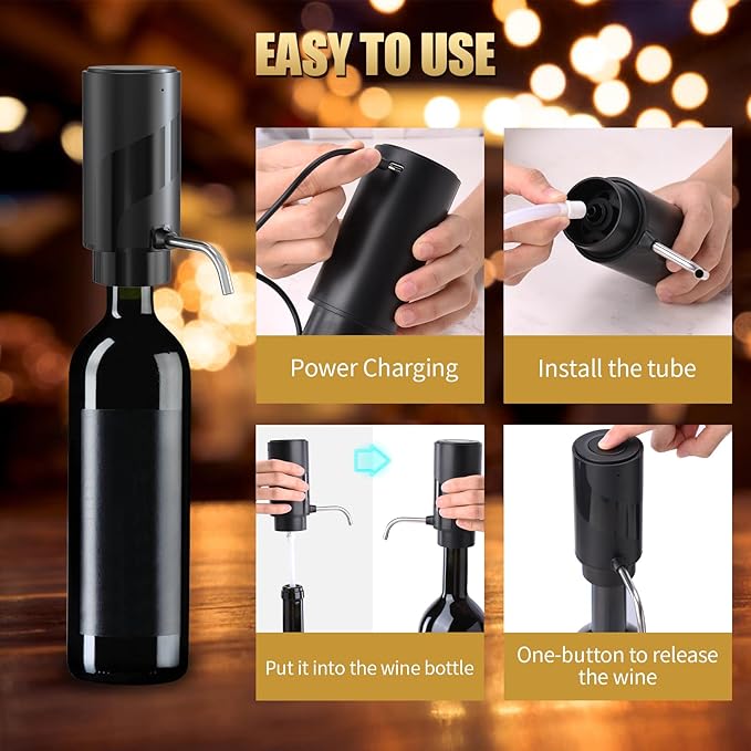 Wine Aerator Electric Wine Decanter Automatic Wine Aerator Portable One Touch Wine Dispenser Rechargeable Wine Pourer Wine Gifts for Wine Lovers and Parties