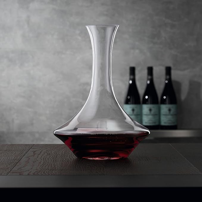 Spiegelau Authentis Crystal Wine Decanter, Modern Carafe for Red and White Wine, Elegant Glass Pitcher for Wedding Gifts, Housewarming, Home Bar Accessories, 35.3 oz (1 Liter), Set of 1