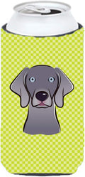 Caroline's Treasures BB1293TBC Checkerboard Lime Green Weimaraner Tall Boy Hugger Can Cooler Sleeve Hugger Machine Washable Drink Sleeve Hugger Collapsible Insulator Beverage Insulated Holder