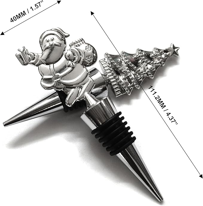Christmas Wine Stoppers for Wine Bottles 3 Packs - Metal Wine Stopper Christmas Wine Bottle Set - Holiday Wine Bottle Stopper Christmas Tree, Santa, Christmas Gifts Train for Wine Topper