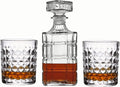 Whiskey Decanter Set,800ML Elegant Liquor Carafe with Ornate Glass Stopper and 2 Matching Whisky Tumblers–Whisky,Scotch, Liquor, Wine, Bourbon, Gin, Rum, Tequila, Vodka and Brandy (Rural Style)