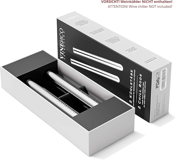 Vinenco 2 Extra Stainless Steel Chill Rods for your Wine Cooler Set | Design Bar Accessory Men Women