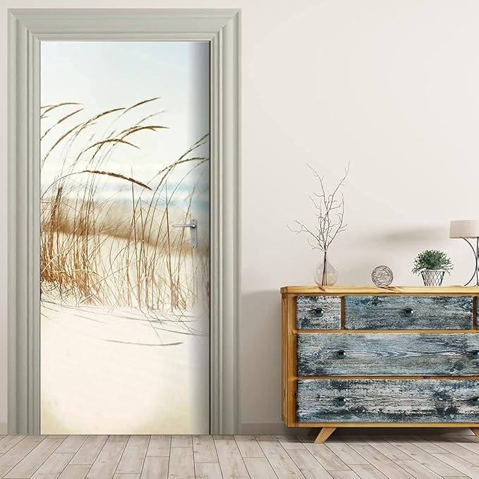 Self-Adhesive Door Poster - Sylter Dune 3D Picture Film Premium PVC Waterproof Sticker for Bedroom Living Room Decoration 88