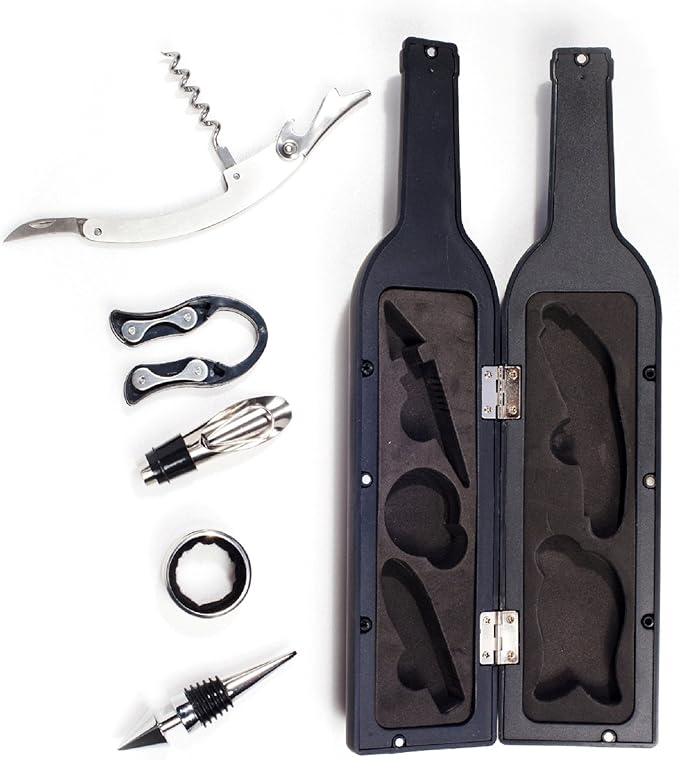 Ozeri 5-Piece Wine Bottle Corkscrew & Accessory Set, Black