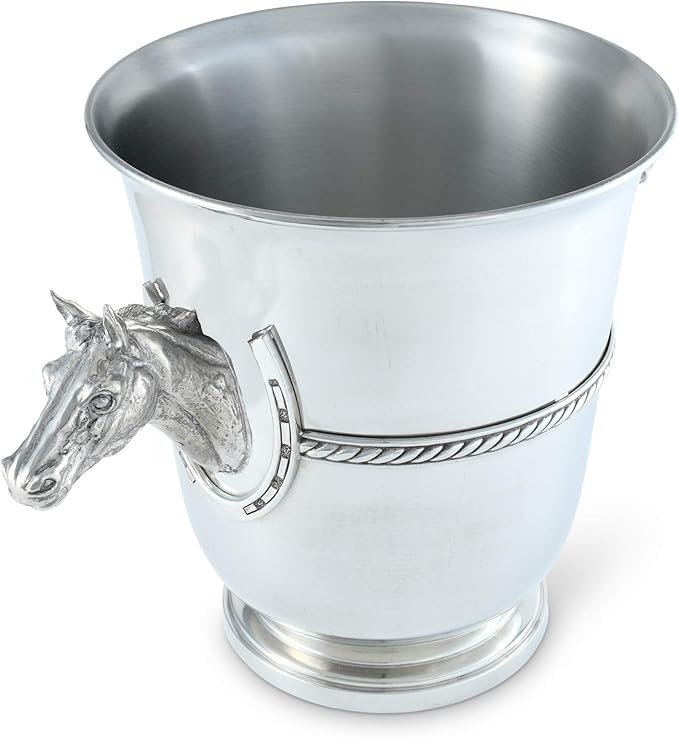 Vagabond House Pewter Horse Head Ice/Wine/Champagne Bucket Solid Pewter 9 inch Tall