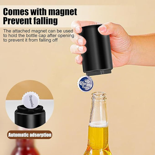 2PCS Automatic Bottle Opener - Down-Pop Off Beer Bottle Opener with Magnetic Cap Catcher, Home Bars Kitchen Cool Bartender Tools