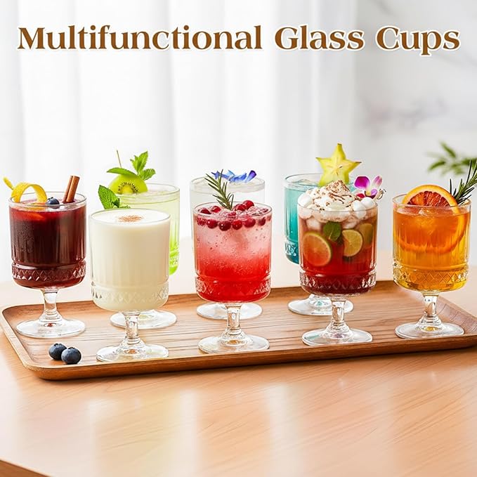 FillTouch 6 Pcs Mini Wine Glasses Bulk, 7.5 oz Small Acrylic Goblets Set, Unbreakable Clear Wine Cups Bulk Cocktail Glasses for Mother's Day Wedding Birthday Guest Graduation Party Supllies (Rhombus)