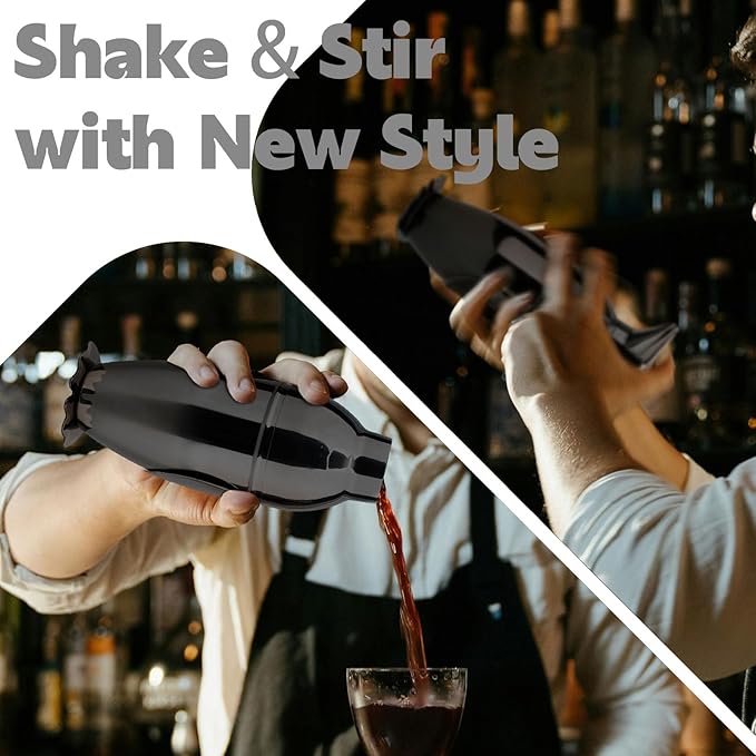 17oz Cocktail Shaker Black Penguin, Bartender Shakers with Built-In Strainer, Unique Design Stainless Steel Martini Shaker Professional Bar Mixology Tool, Drink Mixer Bartending Essentials