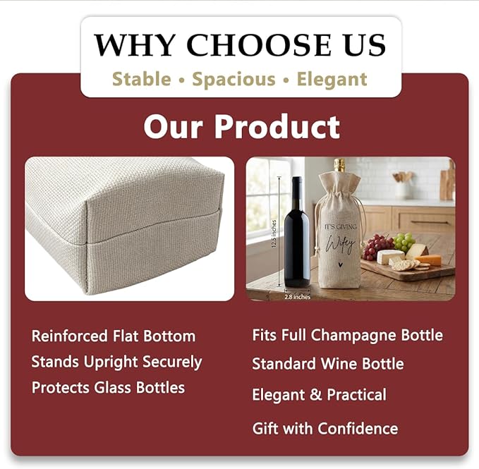 Buildinest Wifey Wine Bag Gift,Wifey Wine Bottle Gift Bags,Gifts for Bride Just Married Gifts for Newlyweds Bride and Groom Honeymoon Wedding Party Reusable Linen Gift Bag-A03