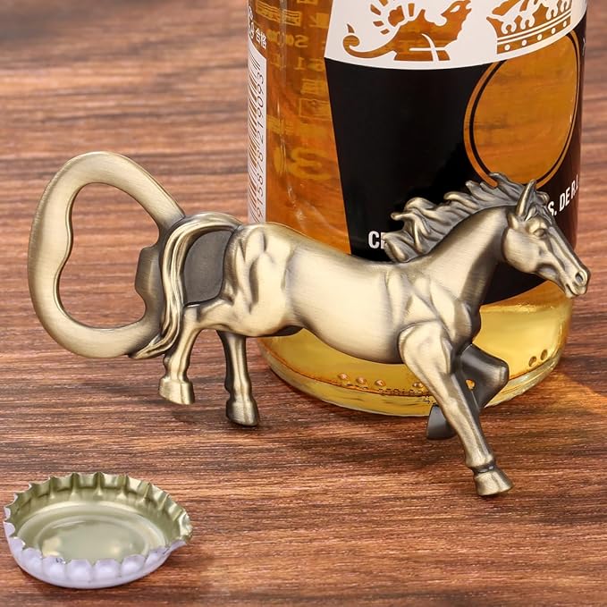 Horse Bar Gift Set, Horse Beer Opener & Horse Head Wine Stopper, Equestrian Gifts for Men, Dad, Coach, Horses Lovers, Bronze with Gift Boxes, Perfect Birthday, Father’s Day, Xmas Present
