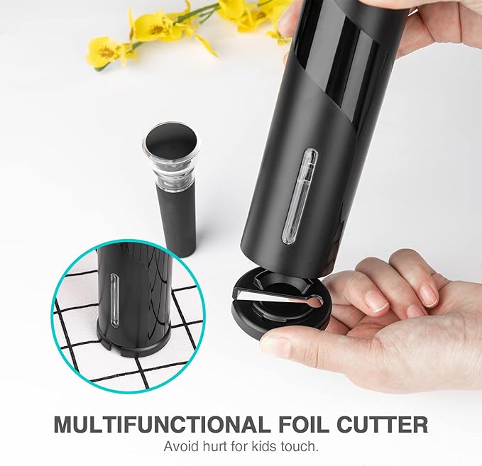 mafiti Wine Opener Battery Operated, Automatic Electric Wine Bottle Opener with 2 in 1 Wine Stopper and Portable Corkscrew Foil Cutter, Wine Gifts for Women Men