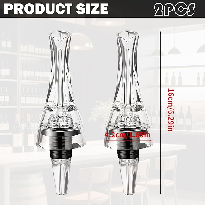 2 Pcs Wine Aerator Pourer,Wine Air Aerator, Professional Wine Aerator For Superior Flavor, Enhanced Bouquet & Rich, Smooth Finish. No-Leak, No-Drip, Spill-Free Design
