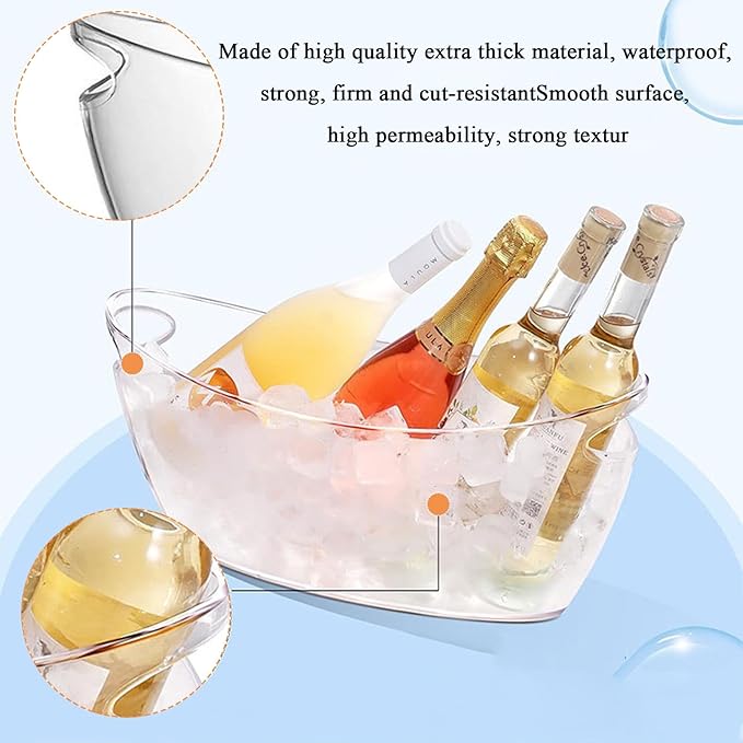 MIVIDE 2 Pack Ice Buckets for Parties, 5.5 L Clear Wine Ice Bucket with 2 PCS Scoops, Champagne Buckets, Ice Bucket for Drinks, Beverage Tub, Drinks, Cocktail Bar, Mimosa Bar Supplies