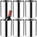 6 Pack Wine Chiller Bucket 750 ML Champagne Bucket Stainless Steel Wine Chillers for Bottles Keeps Cold for Hours Cooler Insulated Champagne Beer Ice Bucket Silver