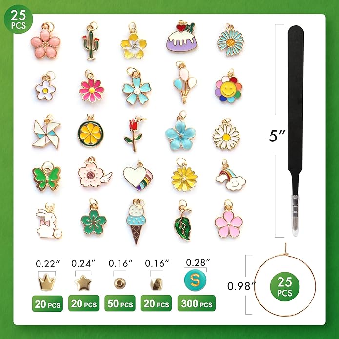 DIY Wine Glass Charms Kit, 25pcs Personalized Reusable Drink Marker Tags, Glass Identifiers for Wine Tasting Party, Unique Hostess Gifts & Party Decorations