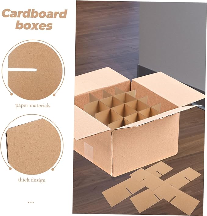 Cardboard Box Dividers for Glass Packing Protective Divider Kit for Dishes and Wine Sturdy Shock-resistant Packing for Moving and Shipping