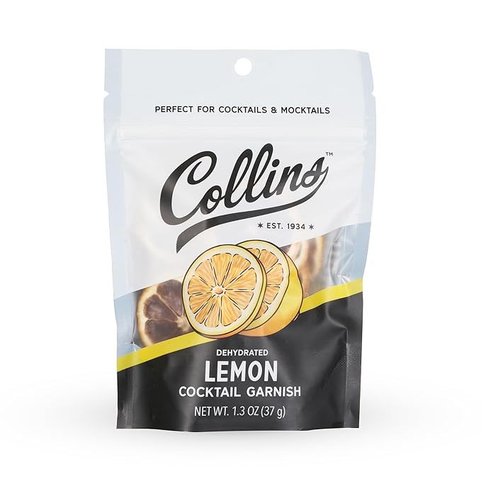 Collins Dehydrated Lemon Cocktail Garnish Slices, 1.3 oz, Perfect for Whiskey Sours, Martinis, Mocktails & Desserts – Premium Drink & Food Garnish – 1.3 oz