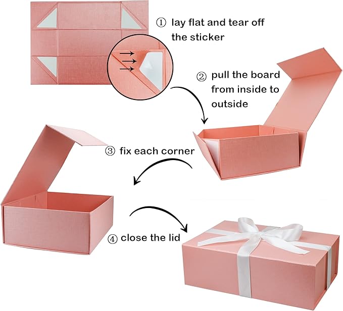 YINUOYOUJIA Large Gift Boxes with Magnetic Lid (pink, 1 Count (Pack of 3))