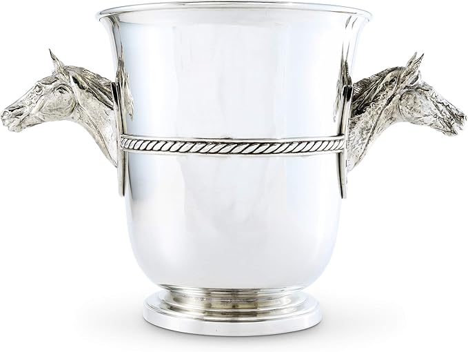 Vagabond House Pewter Horse Head Ice/Wine/Champagne Bucket Solid Pewter 9 inch Tall