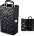 Wine Box, 2-Bottle Leatherette Top Handle Wine Carrier Case With 4 Accessories