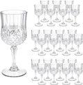 7OZ Plastic Wine Glasses, Disposable Goblets Drinking Glasses Crystal Vintage Water Cups Unbreakable Champagne for Wedding, Parties, Valentine's Day (Transparent)