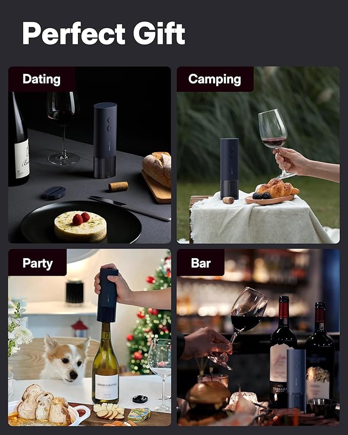 HOTO Electric Wine Opener, Automatic Bottle Opener with Foil Cutter, Uncorks 170+ Bottles, 10s Instant Opening, Battery Operated Corkscrew Wine Opener, Perfect Ideal for Wine Lover Wedding Party Home