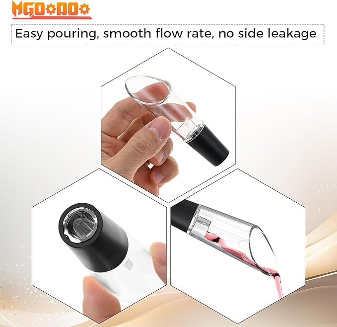 4pcs Wine Opener Set,4 in 1 Air Pressure Wine Bottle Opener Set Including Foil Cutter,Vacuum Stopper,Wine Pourer,Efficient Corkscrew Bottle Opener Without Damaging Corks