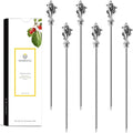 Homestia Fish Cocktail Picks, 6PCS Stainless Steel Vintage Fish Martini Picks 4.6 Inch, Reusable Metal Drink Skewers for Cocktails, Olives, Appetizers, Nautical Bar Accessories