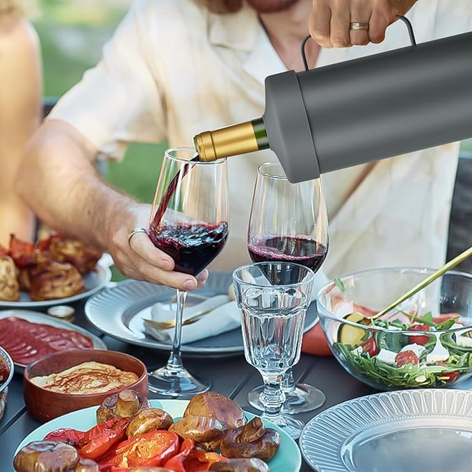 Wine Bottle Chiller with Handle | Portable Rapid Cooling Champagne Insulator | Stainless Steel Wine Cooler Sleeve | Ideal Gift for Wine Lover | | Perfect for Dinner Parties & Outdoor Picnics