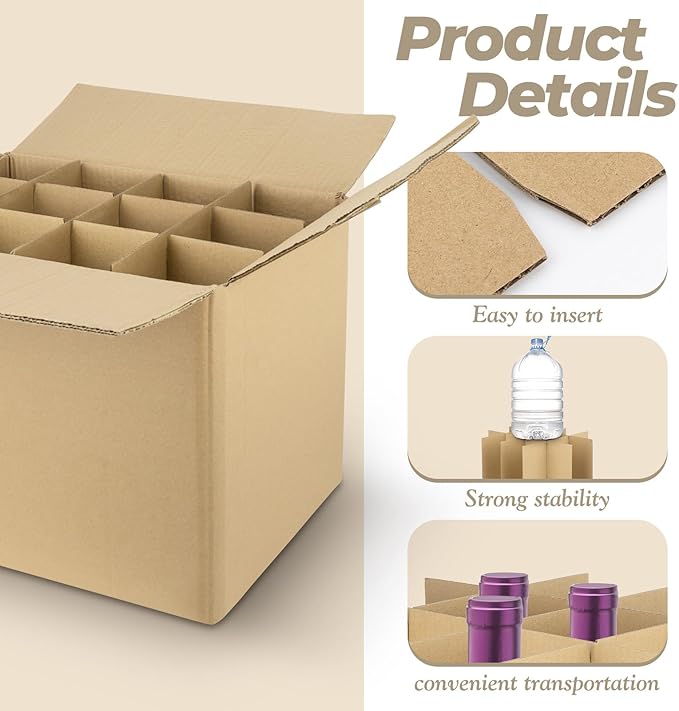 Golden State Art, 4 Sets Glass Divider for Wine Glassware, Protect Plate Bottle Ceramic Packing, Fit for 16x12x12 Inch Box (Excluding Box)