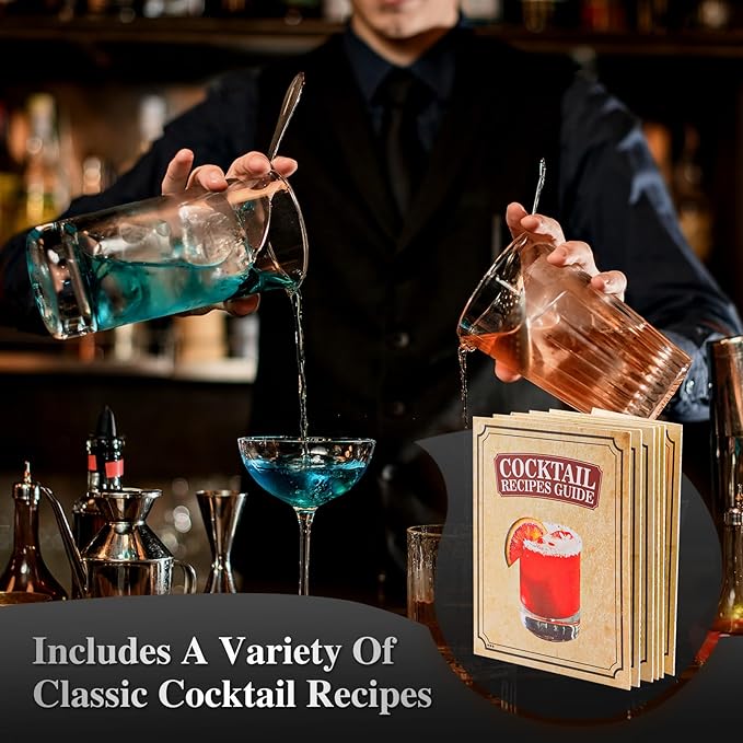 Cocktail Shaker Bartender Kit-12 Piece Cocktail Shaker Set with Stand, Stainless Steel Bar Set Tools Drink Mixer Set with Martini Shaker,Strainer,Jigger,Bar Spoon,Muddler, Gift for Men Dad&Him