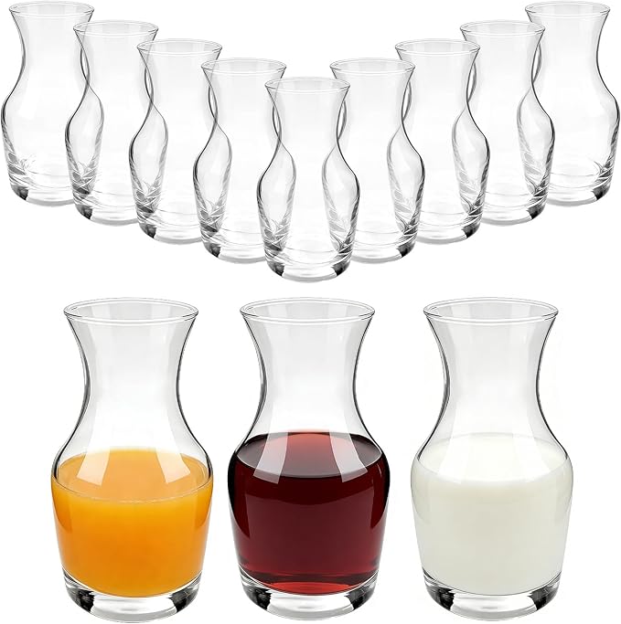 Set of 12 6 Oz Mini Wine Carafe Glasses - Single Serving Small Decanters for Individual Pours, Wine Tasting, Champagne, Juice | Ideal for Bars & Restaurants