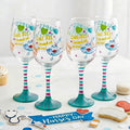SiliFine 4 Pcs Nurse Stemmed Wine Glasses Hand Painted Drinking Cup Wine Glasses Gifts for Women Nurses' Day Appreciation Birthday Theme Holiday Party Supplies