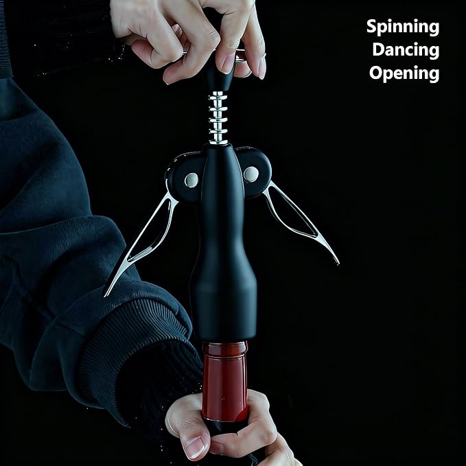 Beauty Inspired Corkscrew Wine Opener Set with Bottle Stopper and Aerator Pourer Dual Wing Design