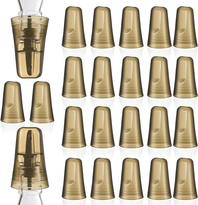 Chengu 24 Pieces Liquor Bottle Covers Pour Spout Covers Bar Toppers for Bottles Universal Pour Dispenser Dust Translucent Silicone Rubber Spout Caps for Bar Home Kitchen Tools Supplies (Champagne)
