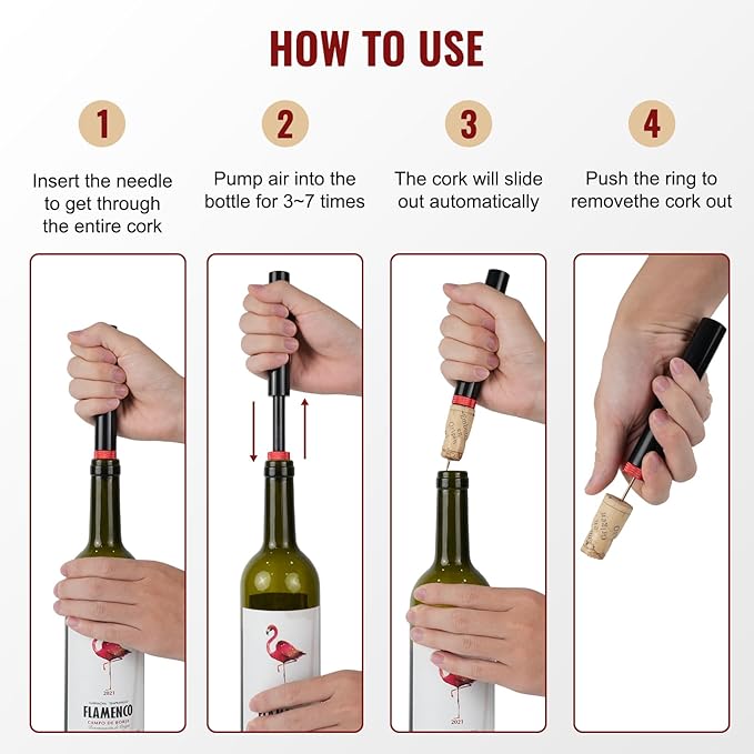 Wine Air Pressure Pump Bottle Opener,Efficient Corkscrew Bottle Opener,Easy Screw Out Tool,Portable Pocket Bottle Opener Great For Wine Lovers,Perfect Wine Gift. (red-1pcs)