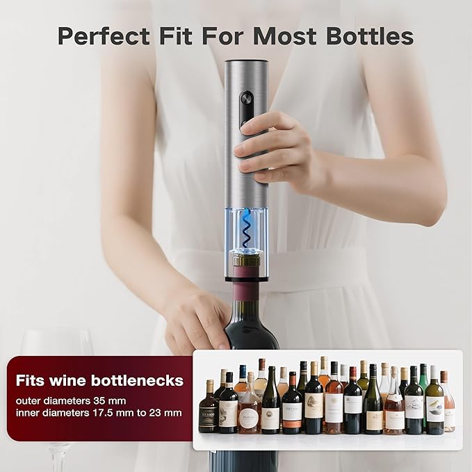 6-in-1 Electric Wine Opener Gift Set, BABONIR Stainless Steel USB-C Rechargeable Automatic Wine Bottle Opener, Foil Cutter, Vacuum Stopper, Wine Aerator Pourer, Bottle Opener Wine Gifts for Women