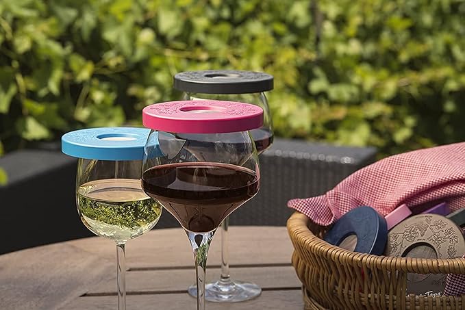 Drinking Glass Covers- Keep Bugs Away from Wine Glasses Outdoors - Use as Cover for Coffee Mugs, Soda Cans, and Drinking Glasses, Set of 4 No Spill Drink Covers (Kissable)