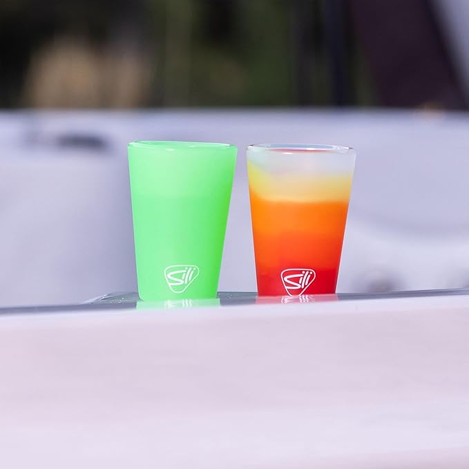 Silipint 1.5oz Silicone Shot Glasses – BPA-Free, Non-Toxic, Dishwasher & Freezer Safe Cups – Colored Shot Glasses for Cold Beverages (GLOW-IN-THE-DARK GREEN., 1.5oz - Pack of 4)