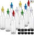 Tioncy 10 Sets 10oz Plastic Liquor Bottles with Pourers Sets 10 Plastic Long Neck Syrup Bottles with Pourer and Caps Reusable Leakproof for Home Party Bar(Multicolor)
