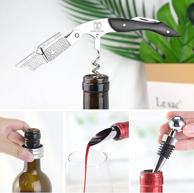 Wine Bottle Opener Set – Stainless Steel Corkscrew, Wine Stopper, Drip Ring, and Wine Pourer in a Stylish Gift Box – Perfect Wine Accessories for Enthusiasts & Gifts