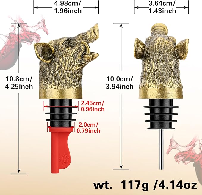 Wild Boar Head 2-In-1 Wine Aerator Bottle Pourer and Stopper for Men Women, Hunting Gifts for Hunters, Liquor Bottle Pourers Spout for Alcohol Spirits, Wine Gifts Accessories