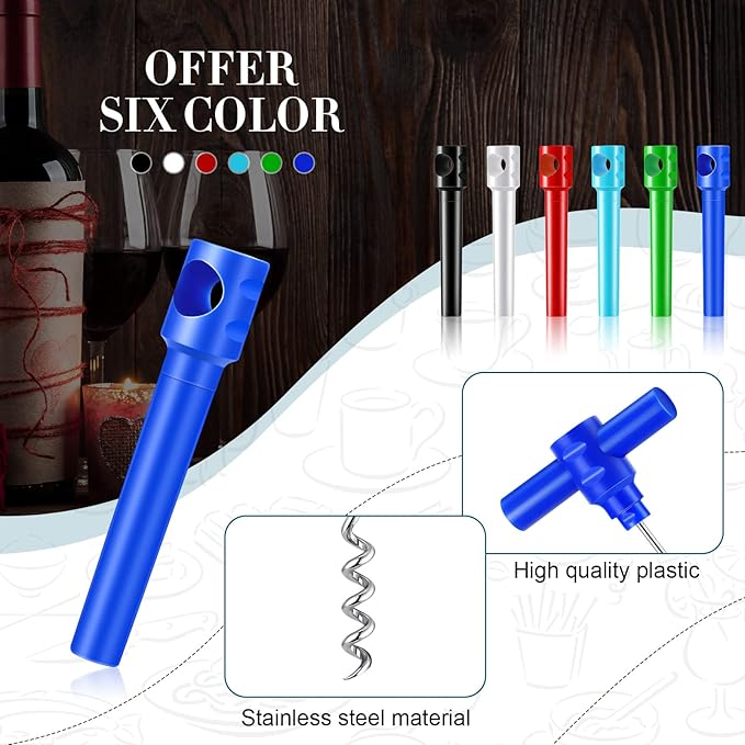 Patelai 6 Pcs Travel Pocket Wine Corkscrew Bulk Portable Wine Opener Plastic Cork Opener Mini Camping Cork Screw for Waiter Corkscrews Restaurant Bottle Camping Travel Gift(Multicolor)