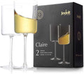 JoyJolt Claire 11.4oz White Wine Glass Set of 2, Elegant Crystal Stemware Stemmed Wine Glasses Made in Europe, Unique and Modern Glasses with Stem