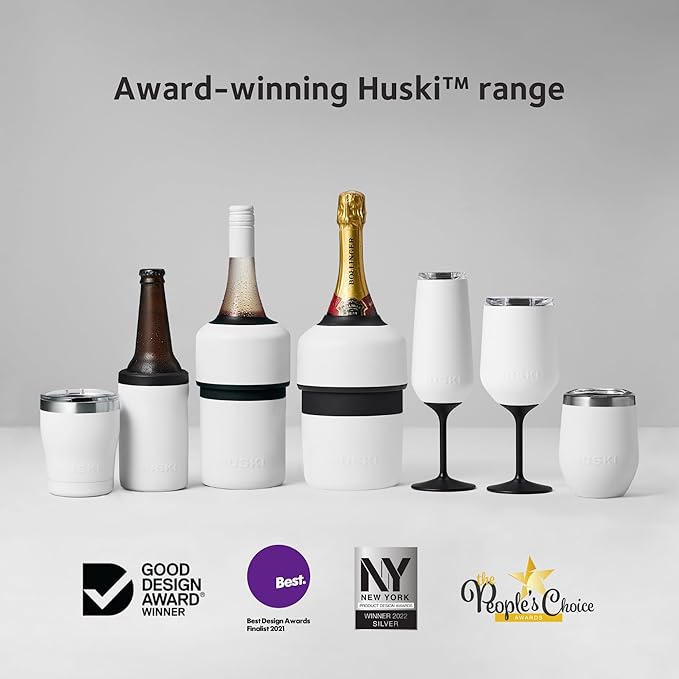 Huski Wine Tumbler 2.0 | NEW | Award-winning Design with Detachable Stem | Premium Stainless Steel Wine Glass with Lid | Triple Insulated Tumbler | 12oz Capacity | Great Gift (Brushed Stainless)